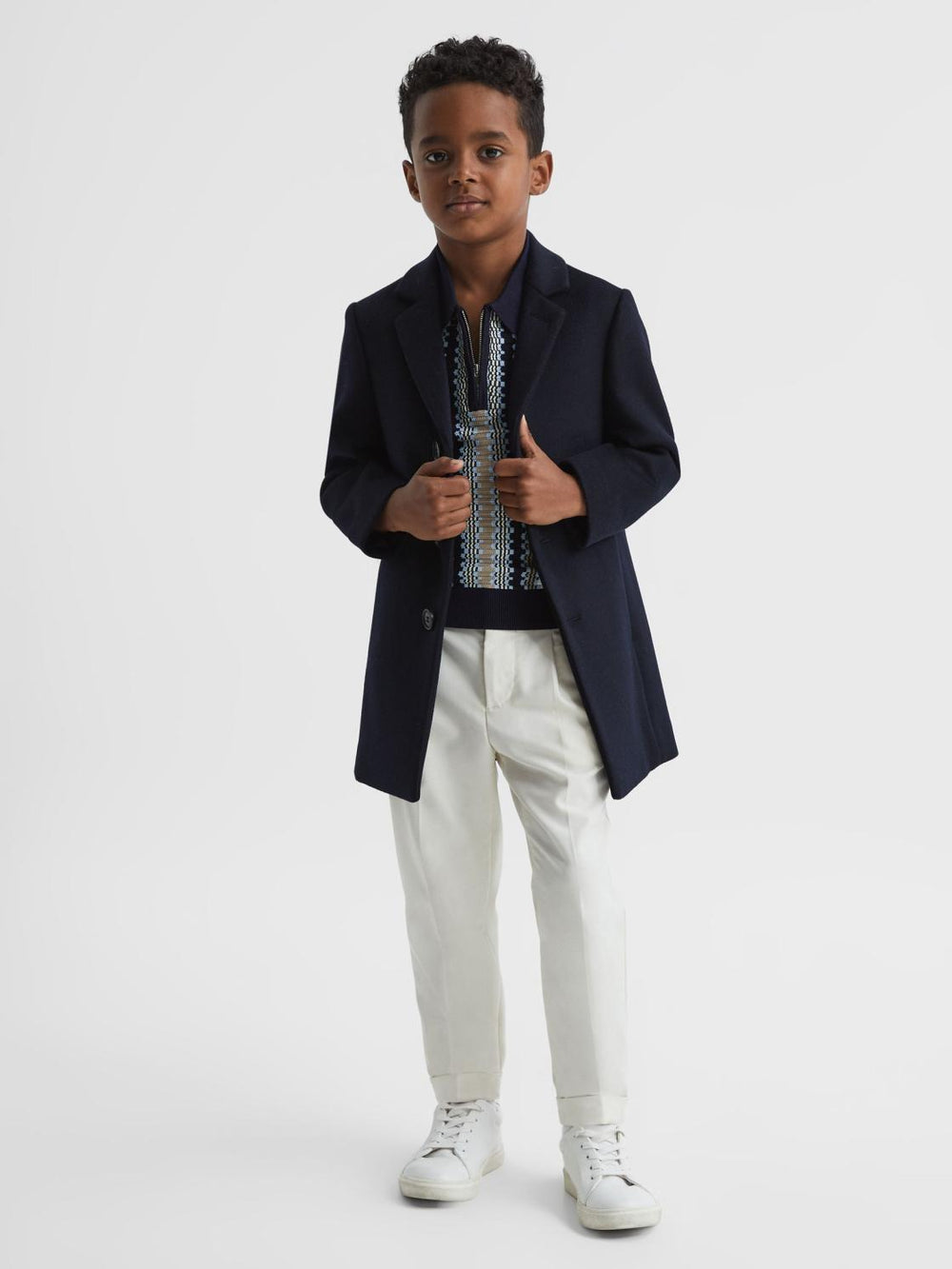 Reiss Knitwear | Redbourne Half-Zip Knitted Polo Shirt Navy - Children