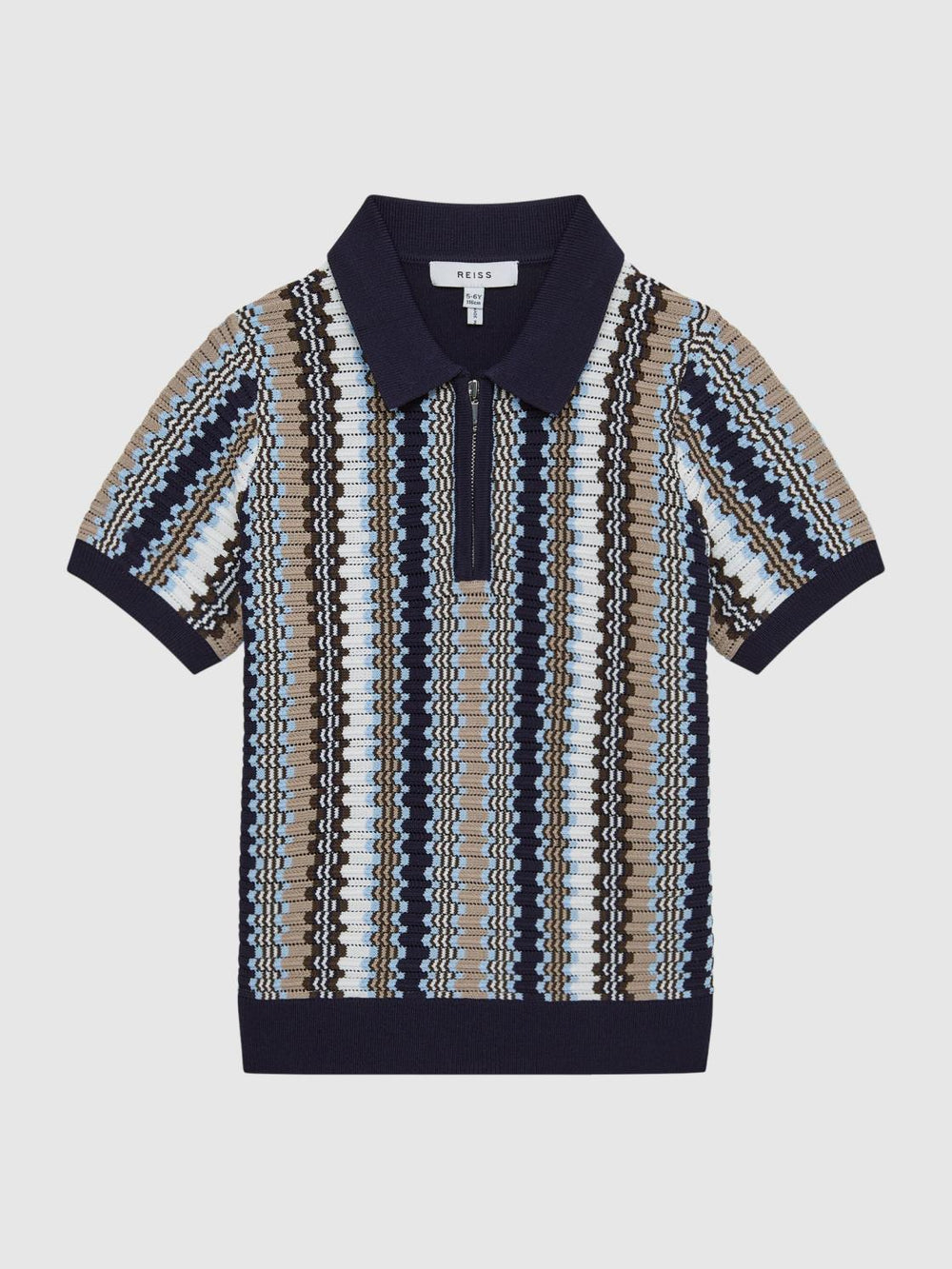 Reiss Knitwear | Redbourne Half-Zip Knitted Polo Shirt Navy - Children