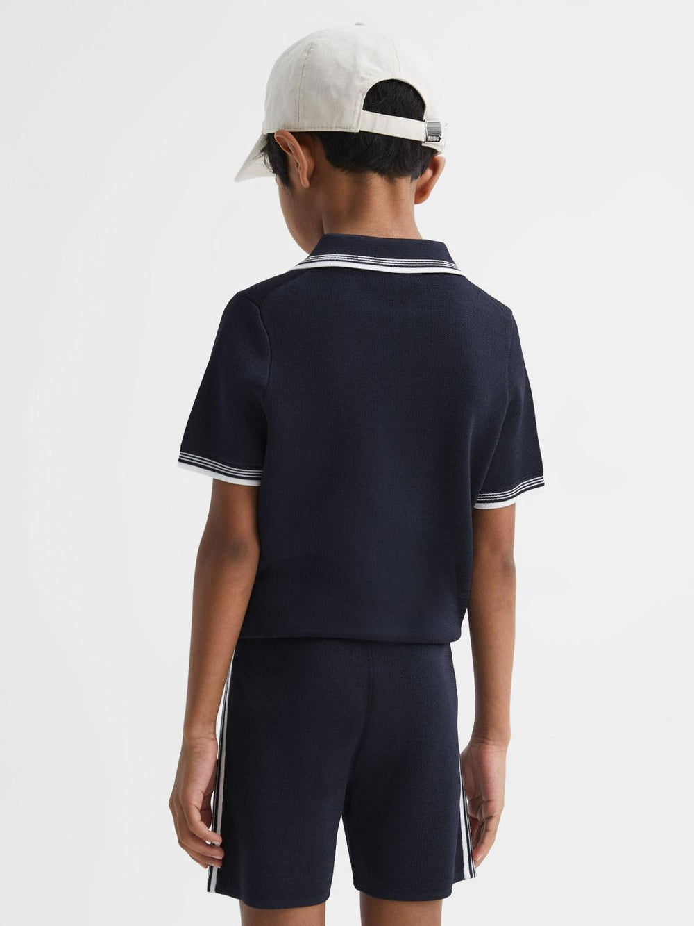 Reiss Knitwear | Regency Half-Zip Striped T-Shirt Navy - Children