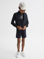 Reiss Knitwear | Regency Half-Zip Striped T-Shirt Navy - Children