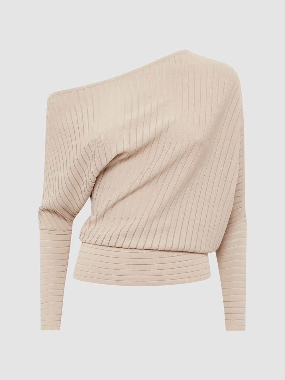 Reiss Knitwear | Sage Off-The-Shoulder Sheer Detail Jumper Neutral - Women