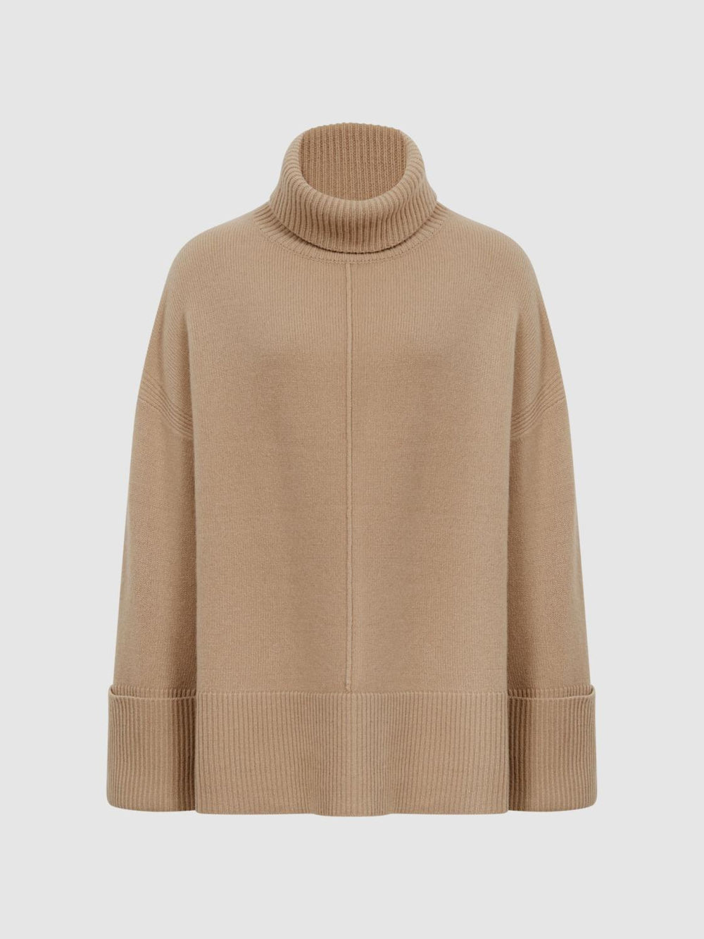 Reiss Knitwear | Sarah Cashmere Blend Roll Neck Jumper Camel - Women