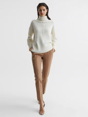 Reiss Knitwear | Sarah Cashmere Blend Roll Neck Jumper Cream - Women