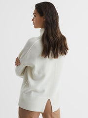 Reiss Knitwear | Sarah Cashmere Blend Roll Neck Jumper Cream - Women
