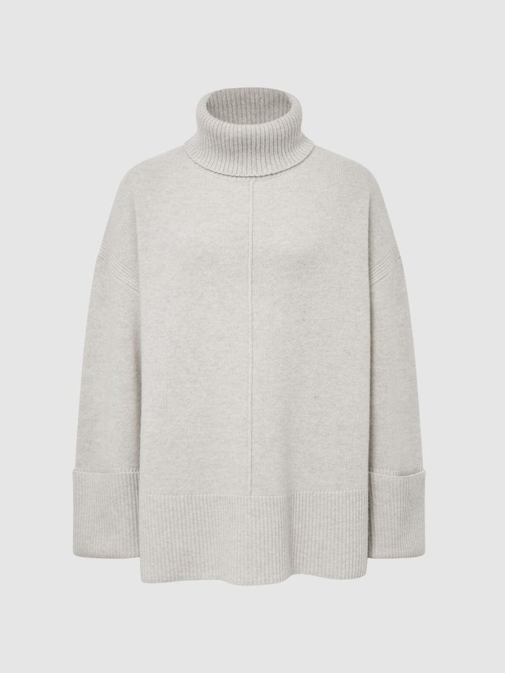 Reiss Knitwear | Sarah Cashmere Blend Roll Neck Jumper Grey Marl - Women