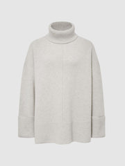 Reiss Knitwear | Sarah Cashmere Blend Roll Neck Jumper Grey Marl - Women