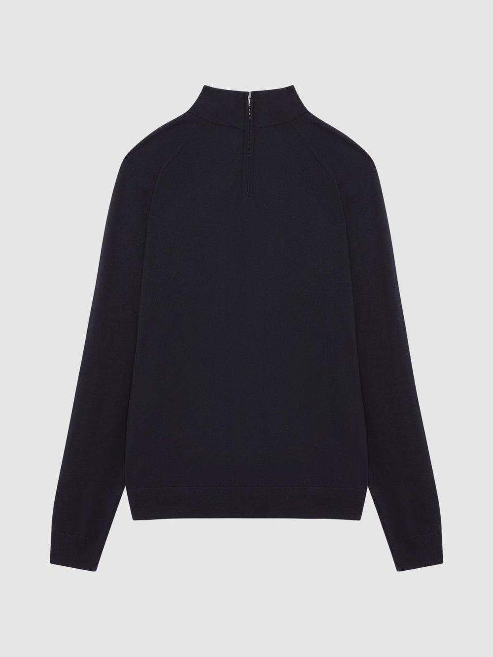 Reiss Knitwear | Sierra Merino Silk Slim Fit Zip Neck Jumper Airforce Blue - Men