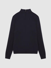 Reiss Knitwear | Sierra Merino Silk Slim Fit Zip Neck Jumper Airforce Blue - Men