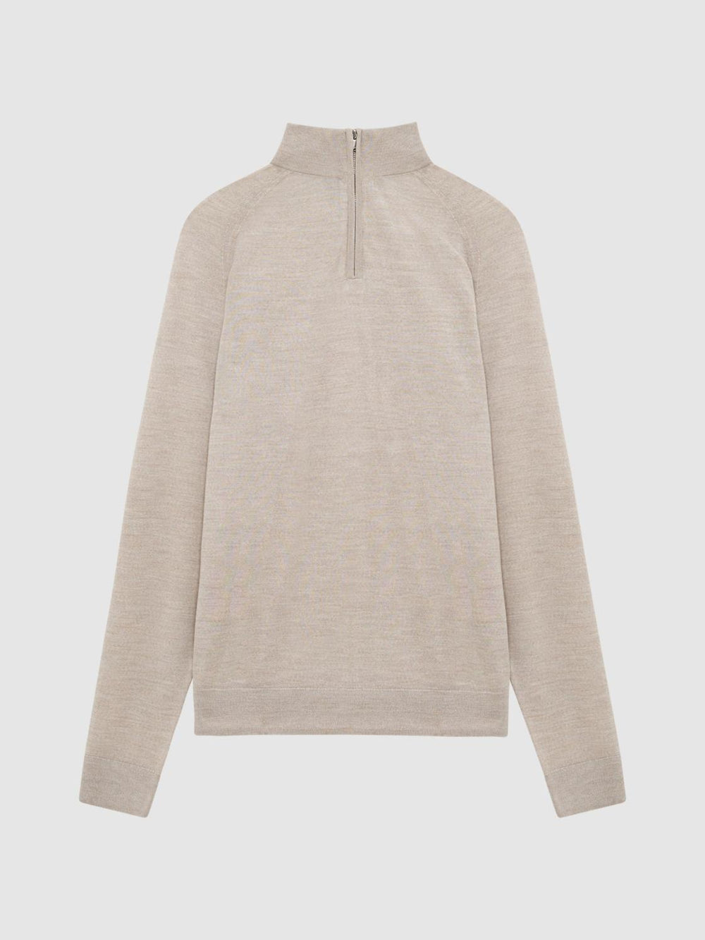 Reiss Knitwear | Sierra Merino Silk Slim Fit Zip Neck Jumper Oatmeal - Men
