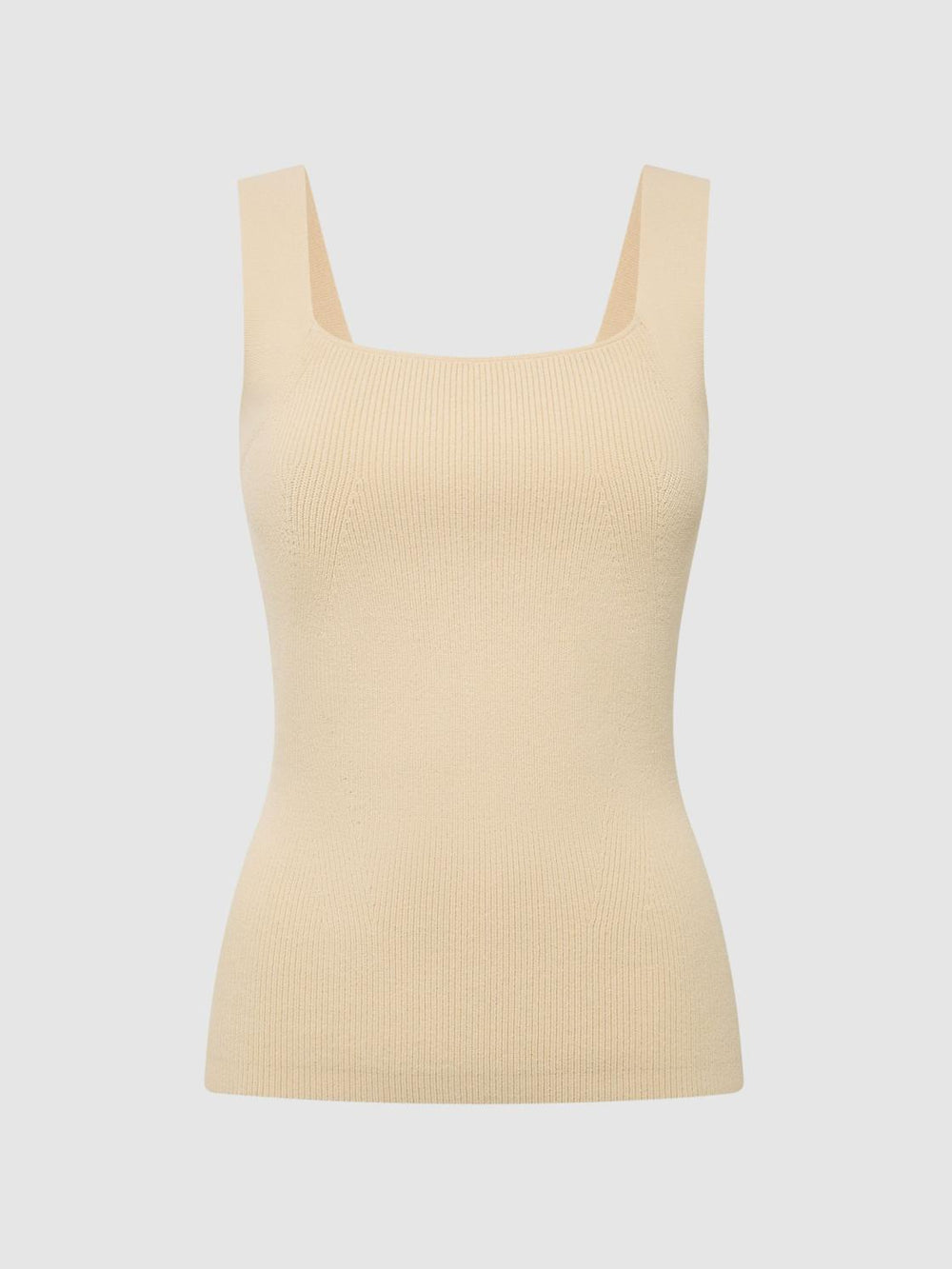 Reiss Knitwear | Tamara Square Neck Ribbed Vest Lemon - Women