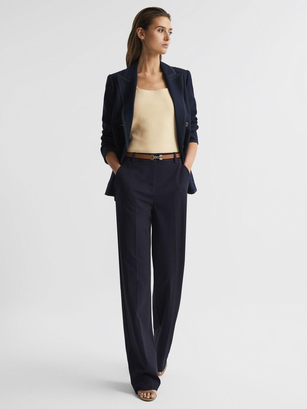 Reiss Knitwear | Tamara Square Neck Ribbed Vest Lemon - Women