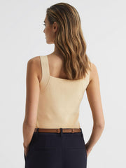 Reiss Knitwear | Tamara Square Neck Ribbed Vest Lemon - Women