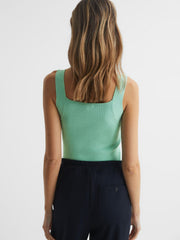 Reiss Knitwear | Tamara Square Neck Ribbed Vest Mint - Women