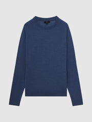Reiss Knitwear | Tinto Merino Silk Knitted Jumper Airforce Blue - Men