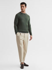 Reiss Knitwear | Tinto Merino Silk Knitted Jumper Sage - Men