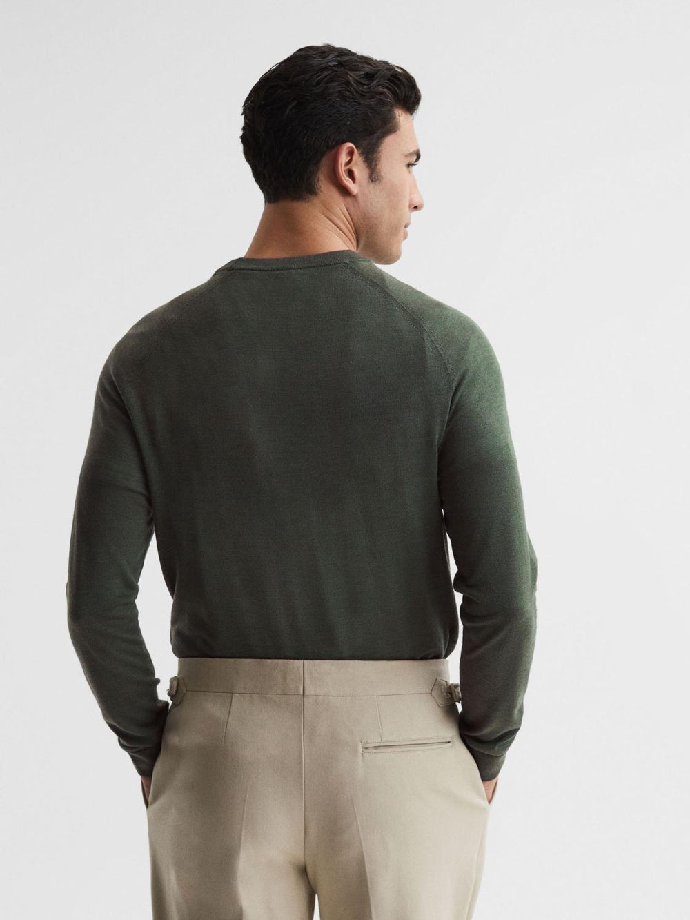 Reiss Knitwear | Tinto Merino Silk Knitted Jumper Sage - Men