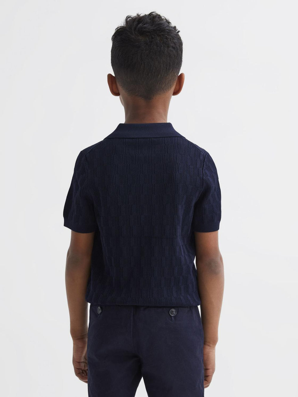 Reiss Knitwear | Ubud Half-Zip Textured Polo T-Shirt Green - Children