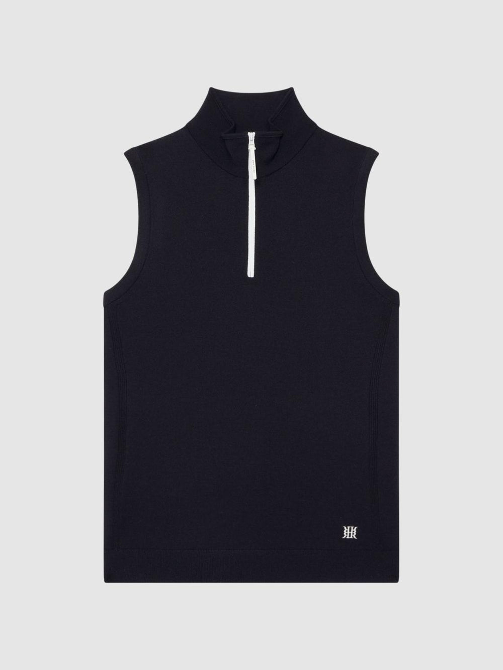 Reiss Knitwear | Wedge Golf Merino Sleeveless Half-Zip Jumper Navy - Men