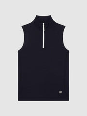 Reiss Knitwear | Wedge Golf Merino Sleeveless Half-Zip Jumper Navy - Men