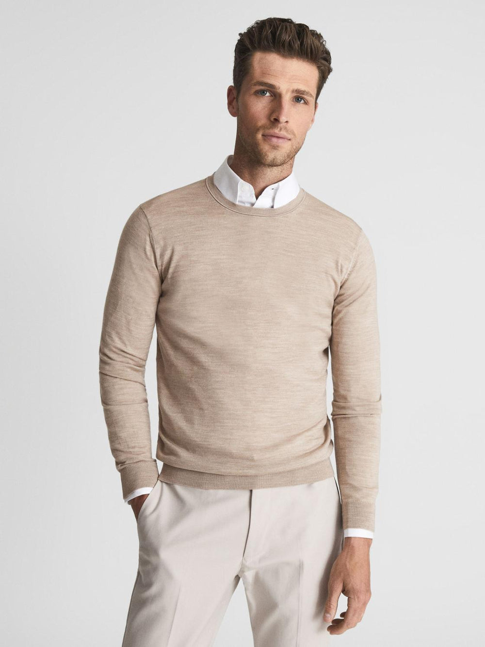 Reiss Knitwear | Wessex Merino Wool Jumper Bordeaux - Men