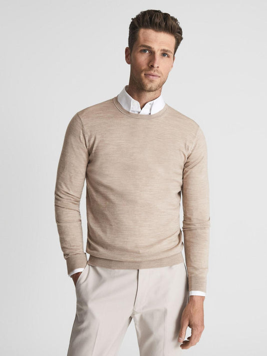 Reiss Knitwear | Wessex Merino Wool Jumper Bordeaux - Men