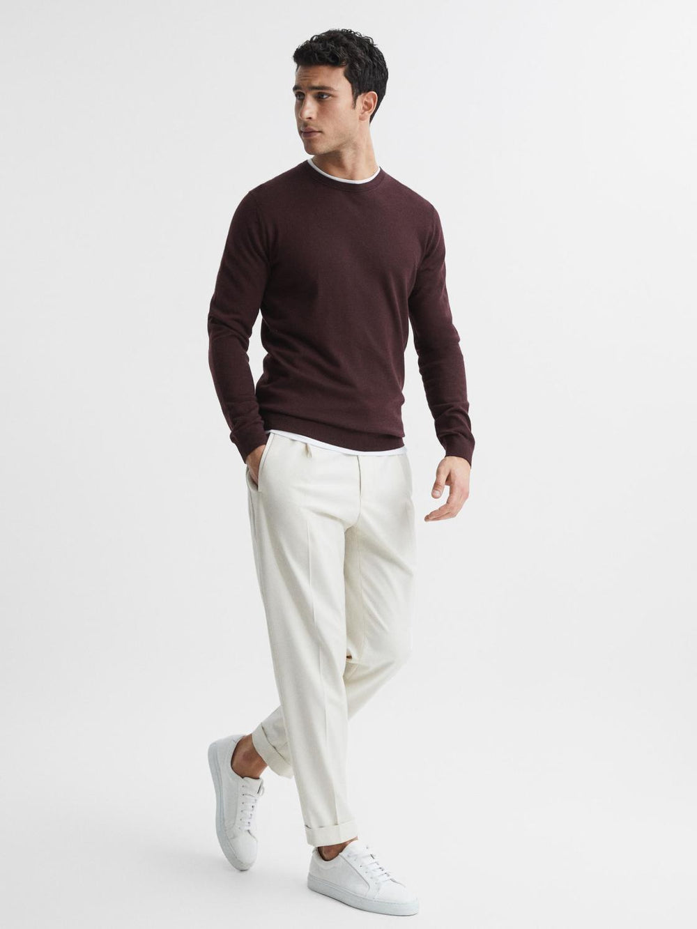 Reiss Knitwear | Wessex Merino Wool Jumper Bordeaux - Men