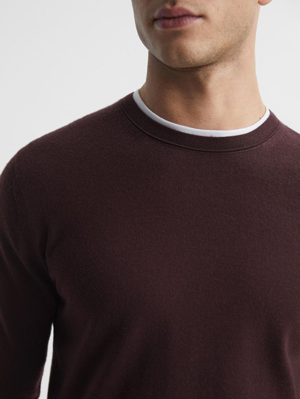 Reiss Knitwear | Wessex Merino Wool Jumper Bordeaux - Men