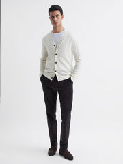 Reiss Knitwear | West Merino Wool Cardigan Blanco - Men
