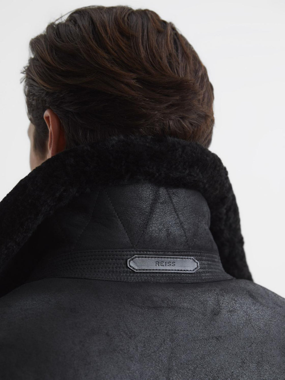 Reiss Leather Jackets | Aka Sherpa Suede Jacket Black - Men