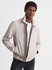 Reiss Leather Jackets | Arroyo Paige Leather Jacket Oyster - Men