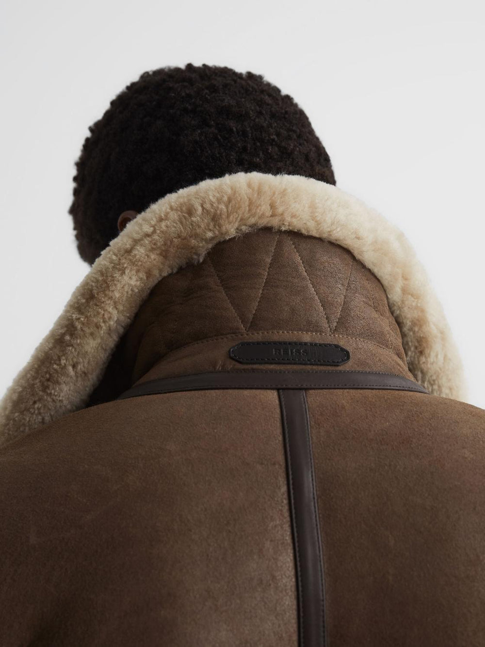 Reiss Leather Jackets | Hardy Shearling Double Buckle Jacket Brown - Men