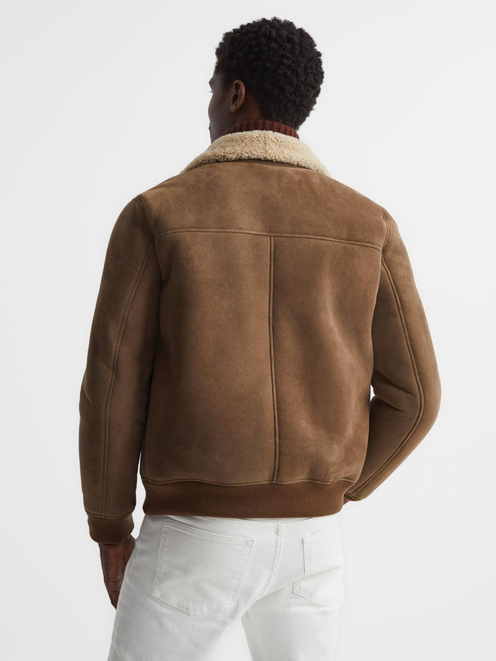Reiss Leather Jackets | Loburn Shearling Jacket Mocha - Men