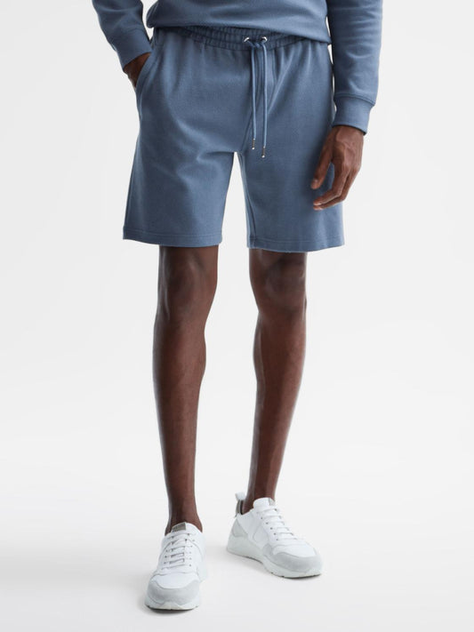 Reiss Loungewear & Nightwear | Robin Textured Drawstring Shorts Airforce Blue - Men