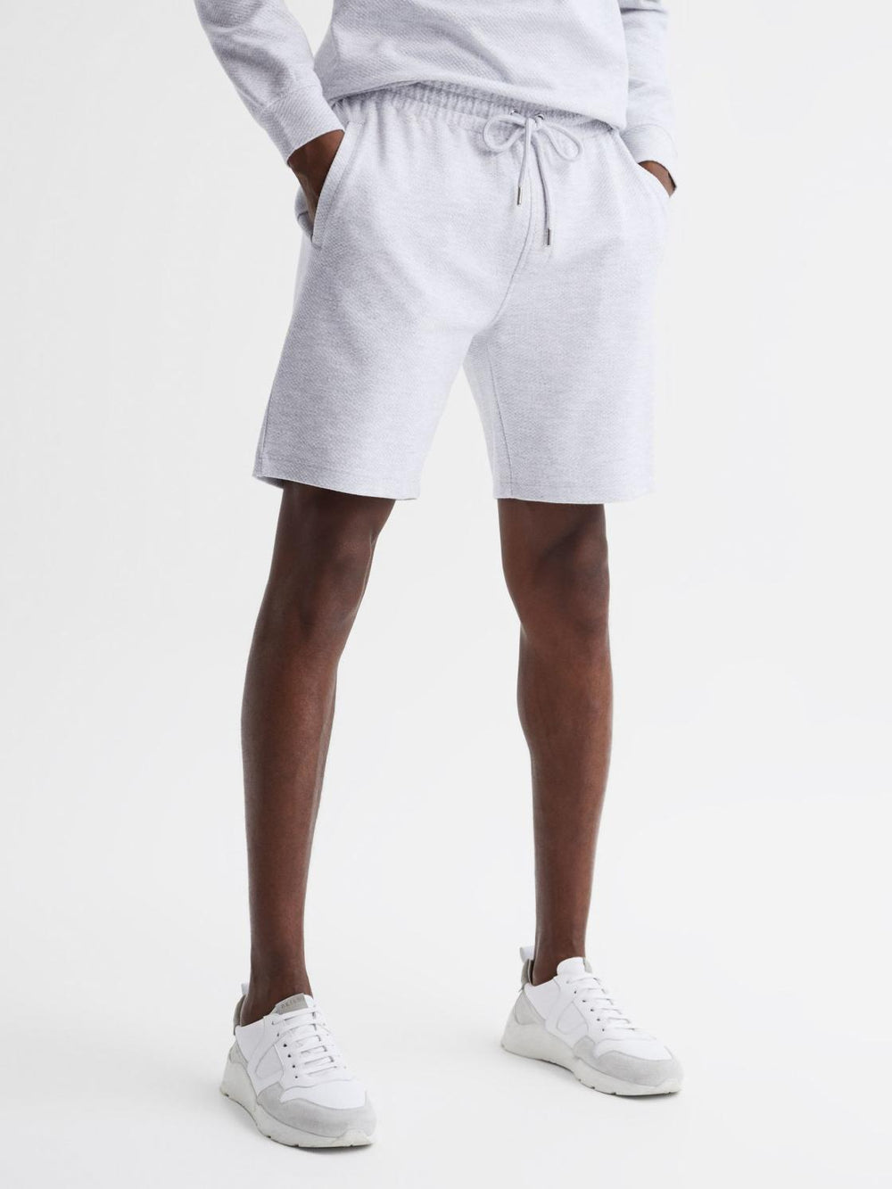 Reiss Loungewear & Nightwear | Robin Textured Drawstring Shorts Grey Melange - Men