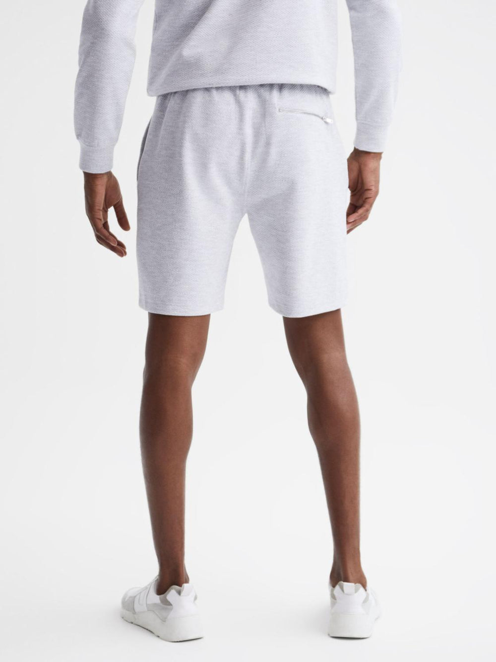 Reiss Loungewear & Nightwear | Robin Textured Drawstring Shorts Grey Melange - Men