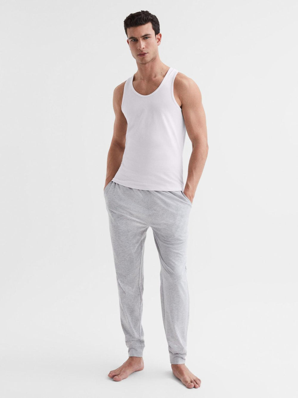 Reiss Loungewear & Nightwear | Vinnie Cotton Stretch Vest White - Men