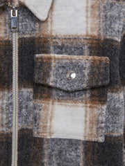 Reiss Overshirts | Angelo Checked Zip Up Overshirt Charcoal - Children