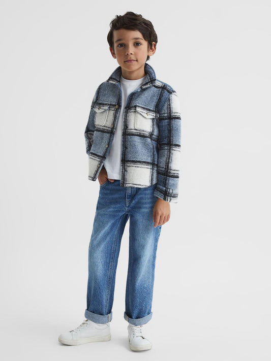 Reiss Overshirts | Belair Checked Overshirt Blue - Children