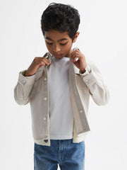 Reiss Overshirts | Carlo Long Sleeve Textured Overshirt Soft Blue - Children