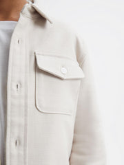 Reiss Overshirts | Carlo Long Sleeve Textured Overshirt Soft Blue - Children