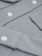 Reiss Overshirts | Carlo Long Sleeve Textured Overshirt Soft Blue - Children