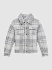Reiss Overshirts | Titan Checked Overshirt Grey/ecru - Children