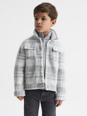 Reiss Overshirts | Titan Checked Overshirt Grey/ecru - Children