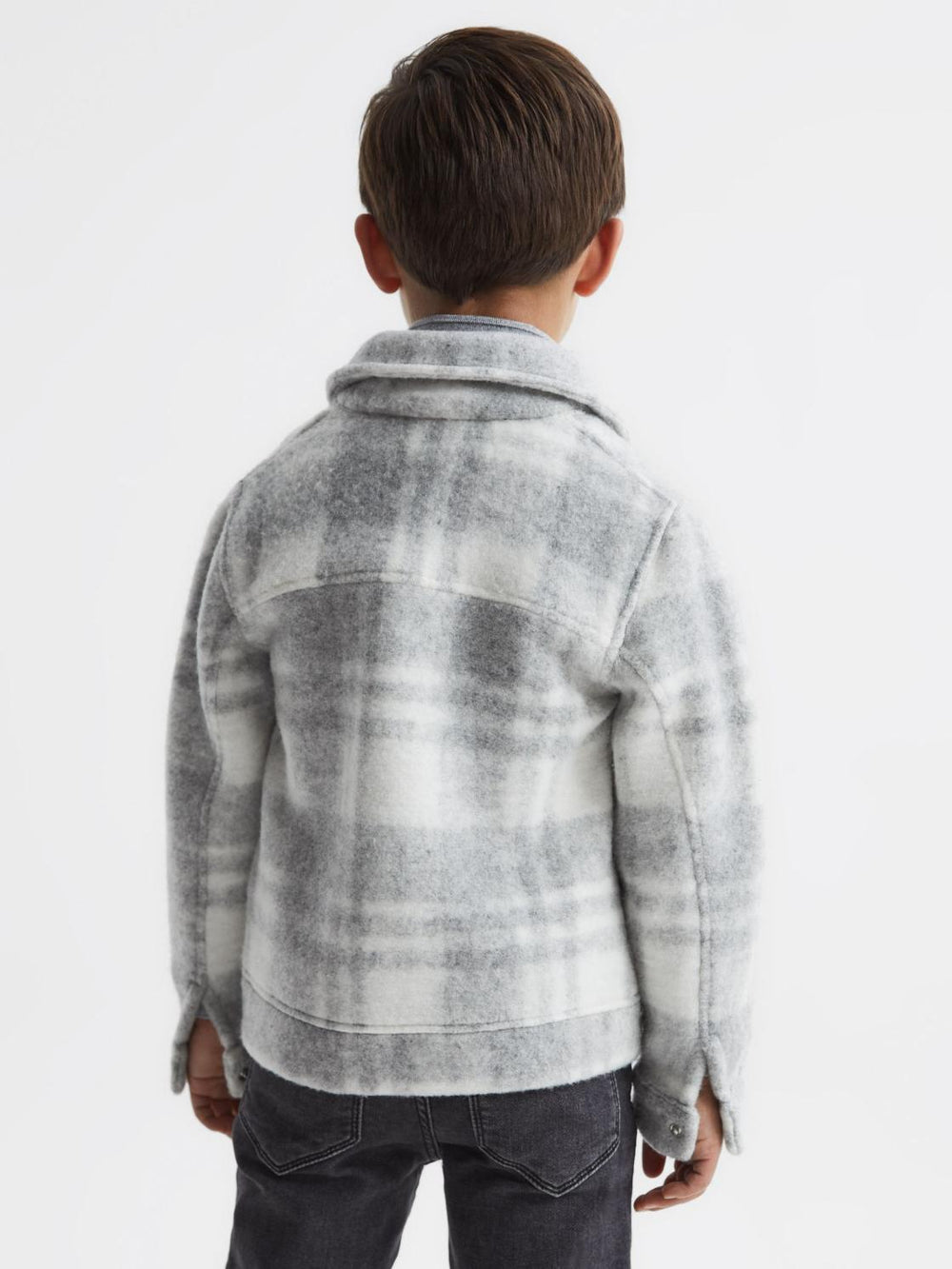 Reiss Overshirts | Titan Checked Overshirt Grey/ecru - Children