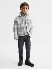 Reiss Overshirts | Titan Checked Overshirt Grey/ecru - Children