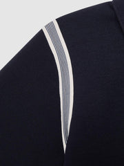 Reiss Polo Shirts | Monarch Half Zip Stripe Detail Polo Shirt Navy - Children