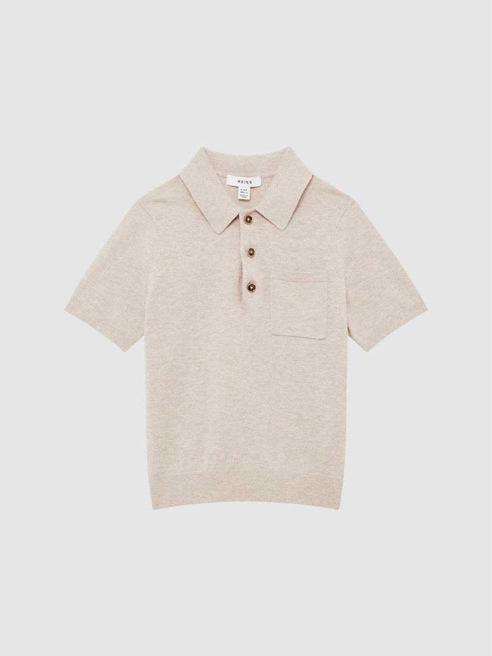 Reiss Polo Shirts | Ralphy Buttoned Linen Polo Oatmeal - Children