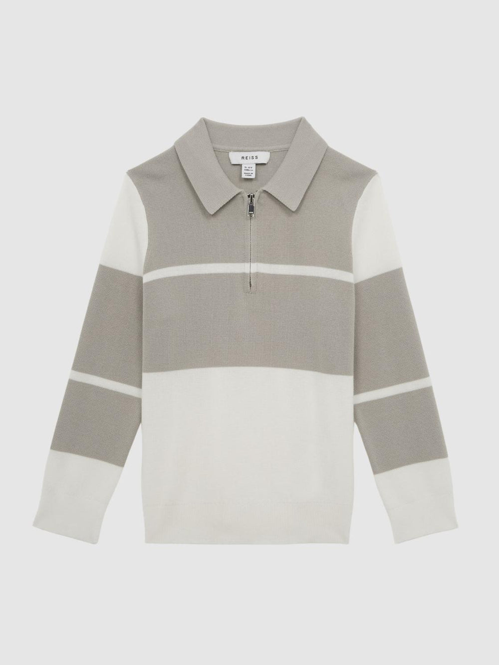Reiss Polo Shirts | Tokyo Slim Fit Colourblock Half Zip Shirt Soft Grey/white - Children