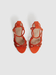 Reiss Sandals | Eryn Embellished Heeled Sandals Bright Orange - Women