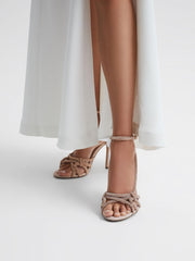 Reiss Sandals | Eryn Embellished Heeled Sandals Nude - Women
